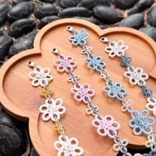 【花間織語】梭編蕾絲手鍊與鋼鍊的搭配 (四色可選)