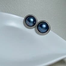 星空藍 馬貝珍珠  古典風格 純銀 耳飾