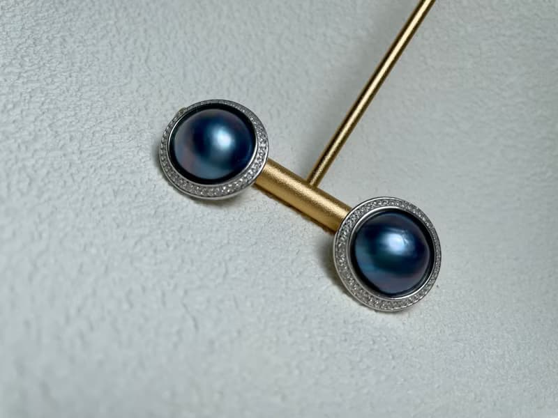 星空藍 馬貝珍珠  古典風格 純銀 耳飾