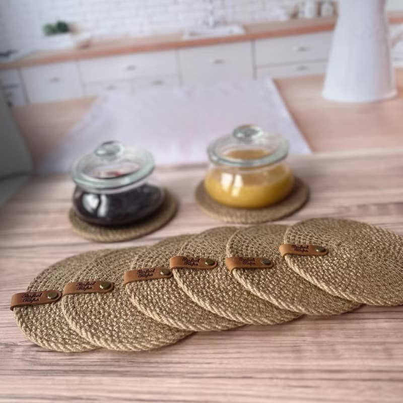Coasters set Jute coasters Round Placemats Glass coasters Table mats Eco gift