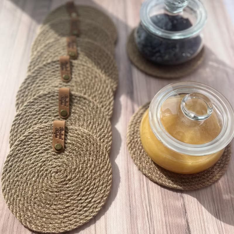Coasters set Jute coasters Round Placemats Glass coasters Table mats Eco gift