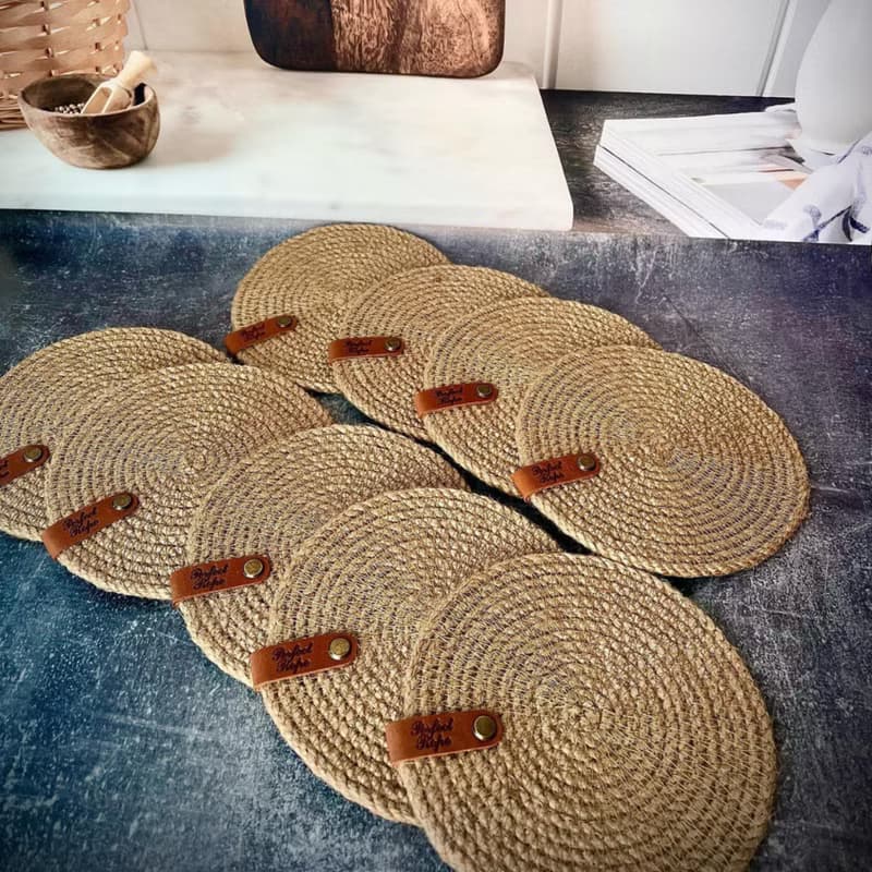 Coasters set Jute coasters Round Placemats Glass coasters Table mats Eco gift