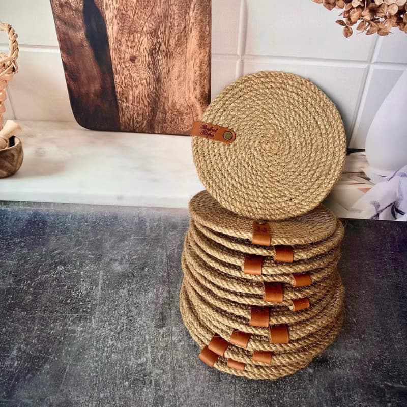 Coasters set Jute coasters Round Placemats Glass coasters Table mats Eco gift