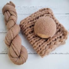 Beige soft newborn Bonnet, Wrap,Blanket. Newborn photo props