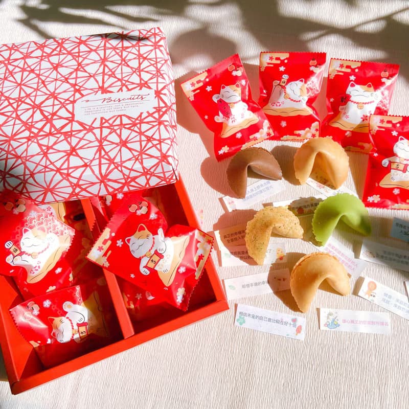 情人禮物 新年禮盒 幸運餅乾混合款口味 招財貓 幸運籤餅喜氣