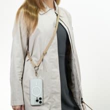 【新產品】PU皮革手機掛繩背帶 | 卡其色