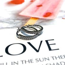 DoriAN 知性mini圓圈鑽鋯石925純銀耳環 圓圈耳環 附純銀保證卡