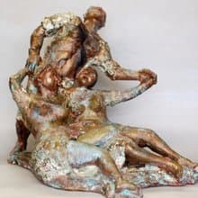 Sculpture of lovers Ceramic artwork Erotic sculpture Nude sculpture Erotic figur