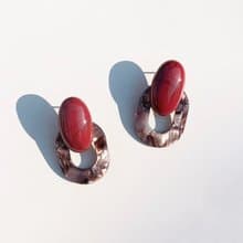 不規則紅豆暈染壓克力耳環 Burgundy Marble earrings