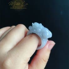 天然緬甸玉 翡翠 招財霸王 貔貅 有錢 翡翠 戒指 玉 戒環 ring