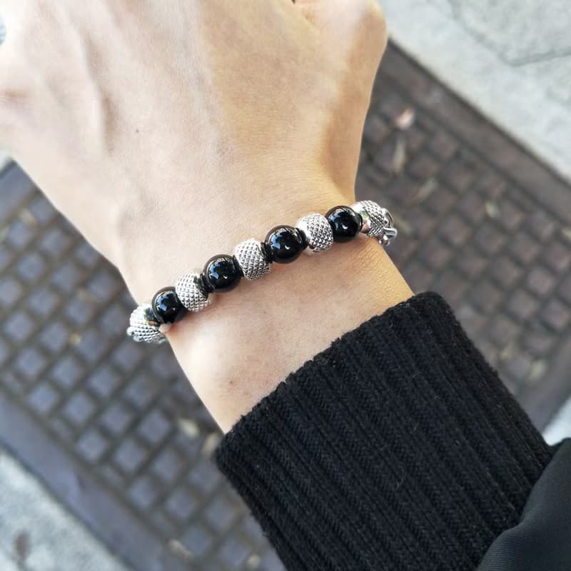 輪影Ring | 闇夜瑪瑙 x 鋼鍊手鍊_天然石【夢想守護】