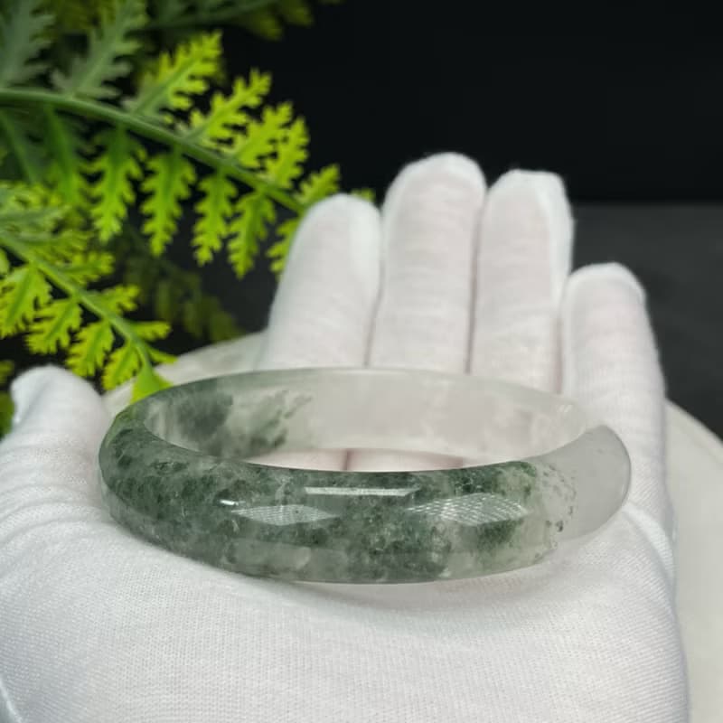 精品 綠色幻影幽靈水晶手鐲 60+MM 冰透異象綠石英手環 財運亨通