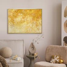 錯彩鏤金 - 金奢植物掛畫/黃金色抽象畫/輕奢風格裝飾話/居家佈置