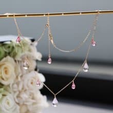 14kgf-pink chilly tears short necklace(ajustable chain)