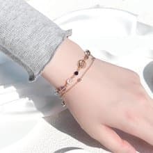 拉長石 茶晶  黑髮晶 銀䂂石 白水晶  14K包金繞線 雙層鍊手鍊