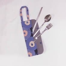 提把環保餐具套- 天藍大花普普風