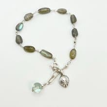 拉長石米珠隨形純銀手工繞線能量水晶手鍊