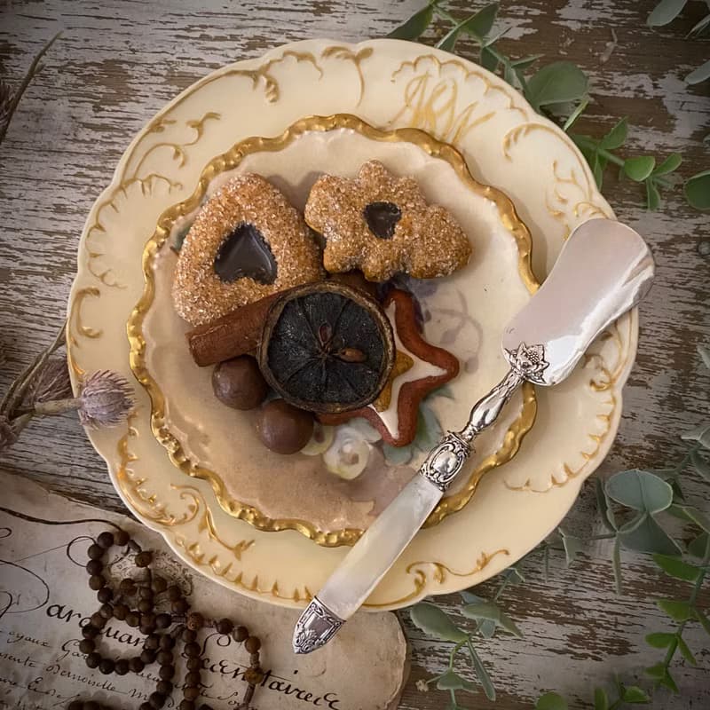 法國Art Nouveau 百年珍珠母貝柄 純銀餅乾鏟