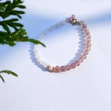 │14kgf輕珠寶│珍珠草莓晶月光石手鍊