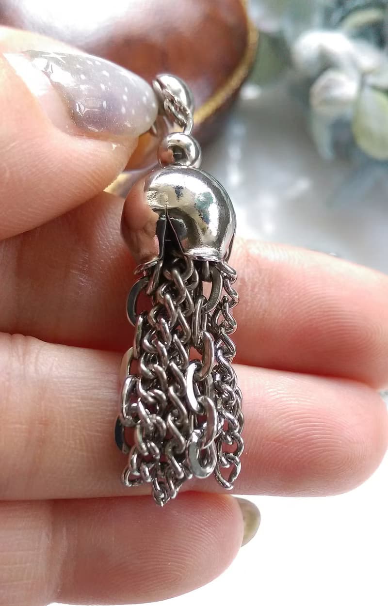 Vintage Jewelry 西洋古董飾品 銀水母 流蘇  針式耳環