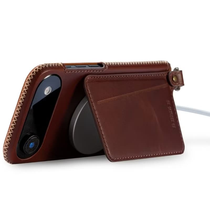 iPhone 17 Air 經典系列-磁吸站立卡袋手機皮套-巧克力