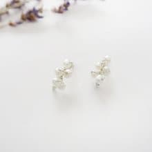 925純銀 迷你珍珠C形 耳針耳環 耳夾 一對