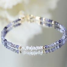 赫基蒙 堇青石。雷克雅維克的冬。極細 水晶手鍊 12月誕生石