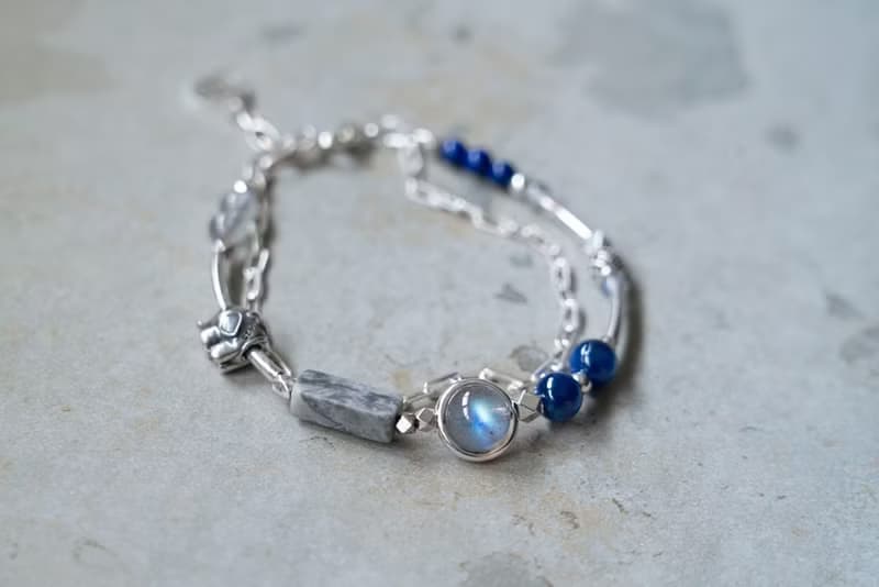 石象 - 拉長石 藍晶石 地圖石 青金石 925純銀 雙鍊手鍊