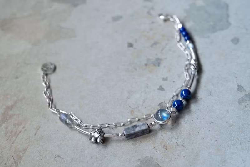 石象 - 拉長石 藍晶石 地圖石 青金石 925純銀 雙鍊手鍊