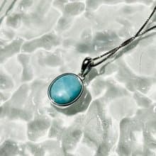 拉力瑪 海紋石 S925純銀 天然水晶項鍊/緩解壓力 增強溝通能力