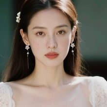 輕奢18k註金 簡約珍珠花朵長款垂墜耳環