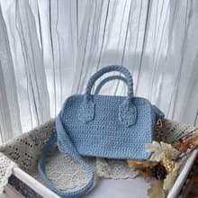 手工鉤織 Mia 手袋手提袋單肩手袋淺藍色針織鈎織編織手
