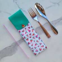 【可放22cm吸管】防水環保餐具袋 / 筆袋 親子餐具袋 紅西瓜