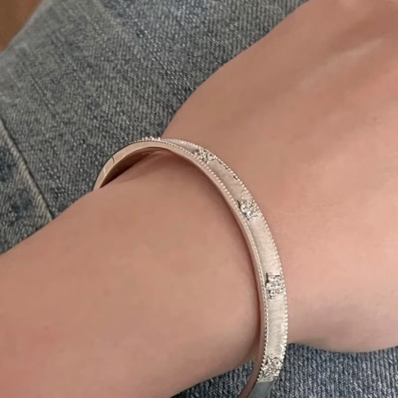 YuanPearl天然進口義大利拉絲工藝925純銀手鐲銀手鍊銀飾