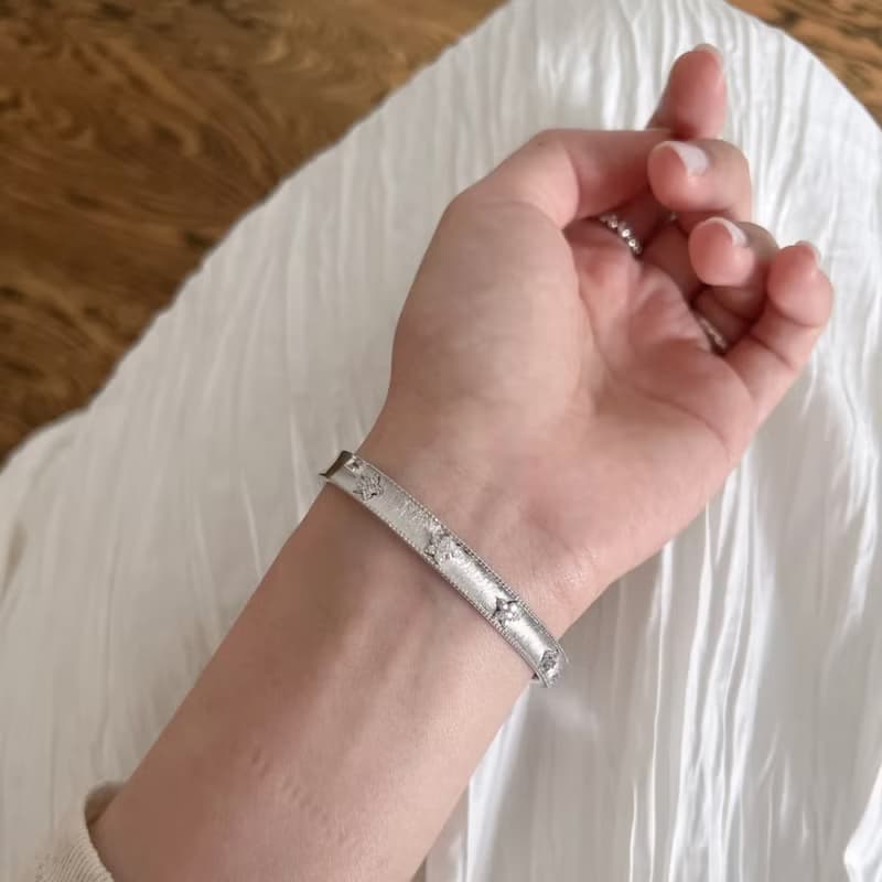 YuanPearl天然進口義大利拉絲工藝925純銀手鐲銀手鍊銀飾