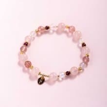 粉水晶草莓晶月光石手鍊 | 天然水晶手鍊禮物