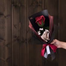 玫瑰與滿天星花束 Rose & Baby's Breath- 手工針織花