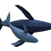 Papercraft Whale, 3D family of whales model, sculpture craft (Digital Template)