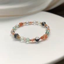 黑髮晶、螢石、金太陽/獅子座/星座水晶手鍊