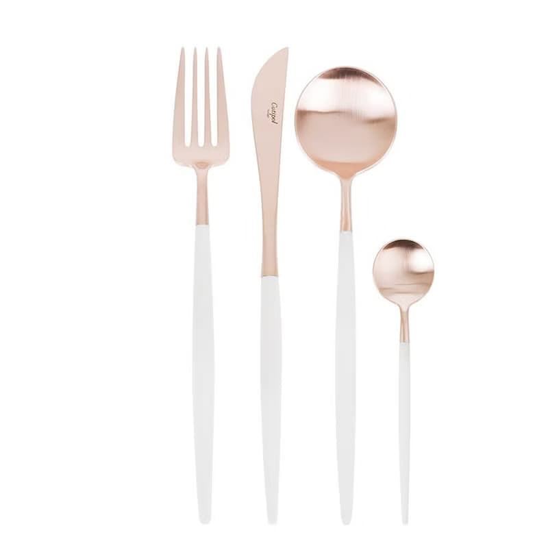 葡萄牙Cutipol GOA系列白玫瑰金主餐四件組(刀叉匙咖啡匙)