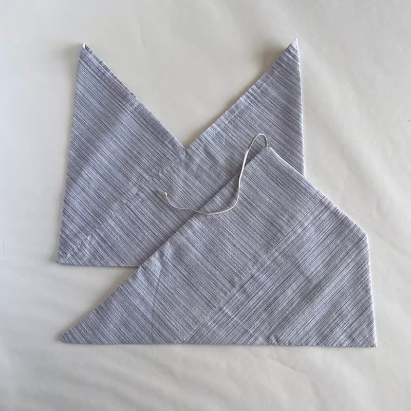 【１点もの】お弁当袋セット あずま袋と箸袋 綿麻 着物地 水色