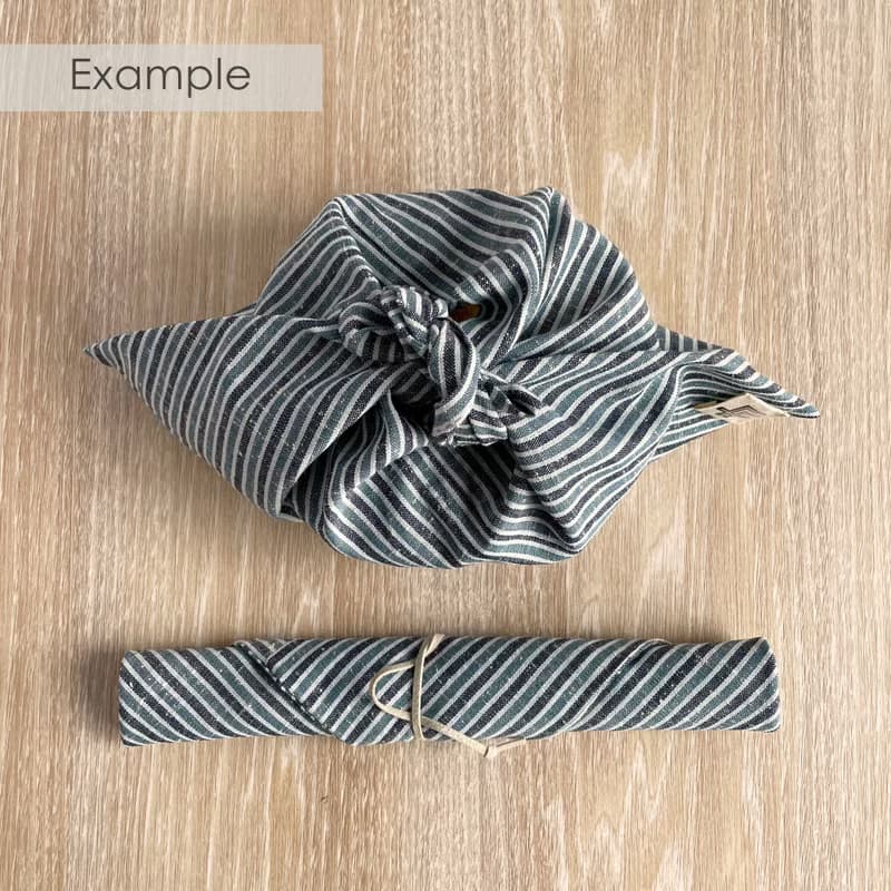 【１点もの】お弁当袋セット あずま袋と箸袋 綿麻 着物地 水色