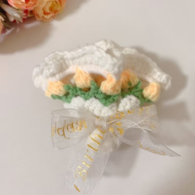 手工編織鬱金香花束杯墊