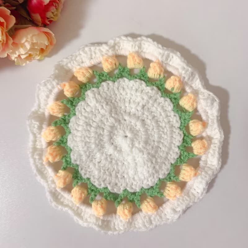 手工編織鬱金香花束杯墊