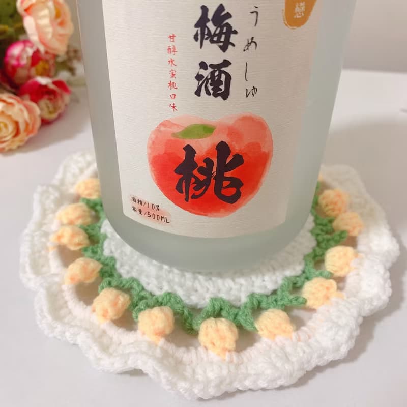 手工編織鬱金香花束杯墊