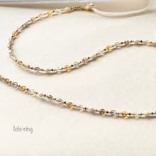 琥珀色のチェコビーズ　マスクストラップ　ネックレス　メガネチェーン - milk tea -