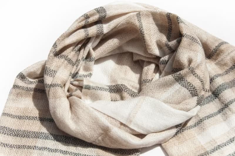 喀什米爾Cashmere 針織圍巾 純羊毛圍巾 手織圍巾 編織圍巾-焦糖