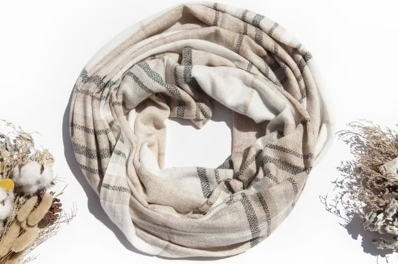 喀什米爾Cashmere 針織圍巾 純羊毛圍巾 手織圍巾 編織圍巾-焦糖
