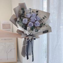 霾霧藍玫瑰永生花束