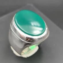 Unheated Green Yemeni aqeeq ring for men - Natural Yamani hakik rings Real agate
